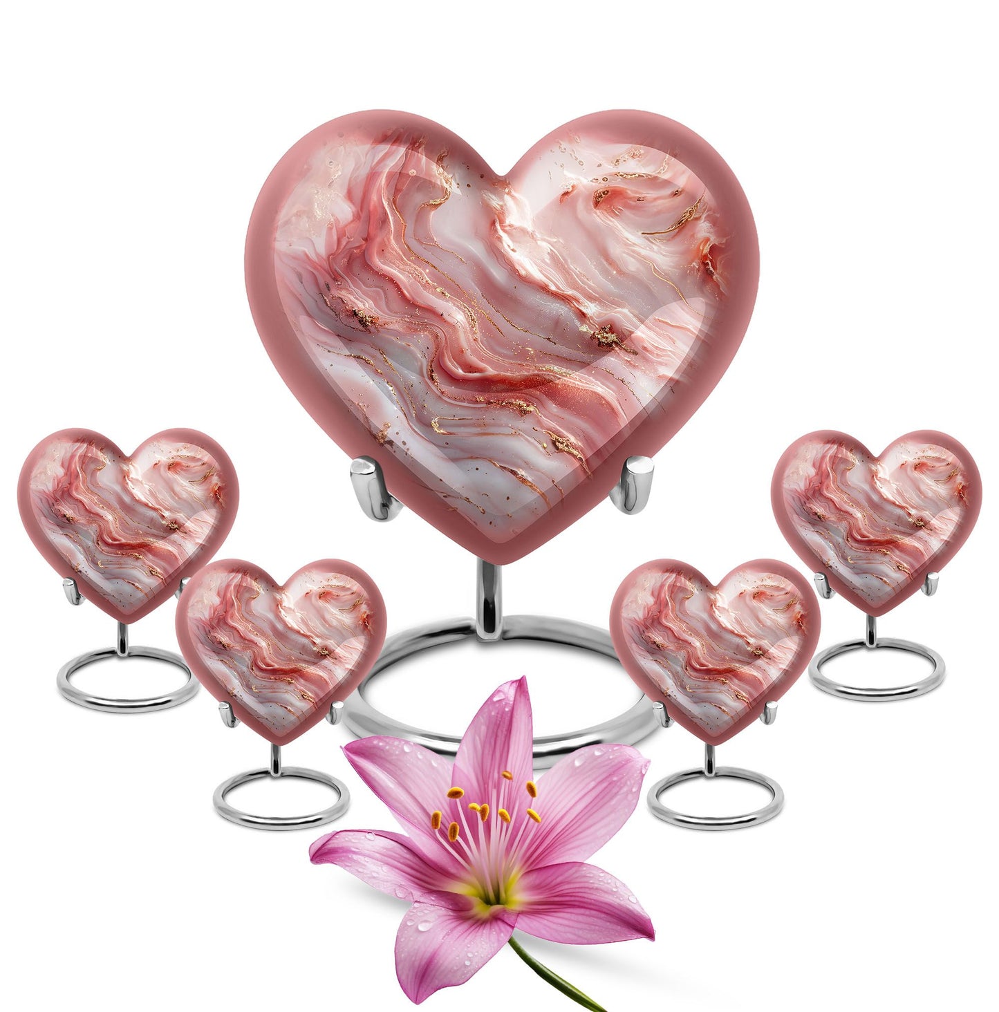 heart urn with colourful swirls for adult ashes