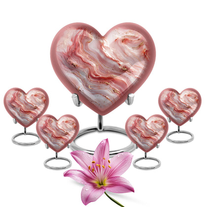 heart urn with colourful swirls for adult ashes