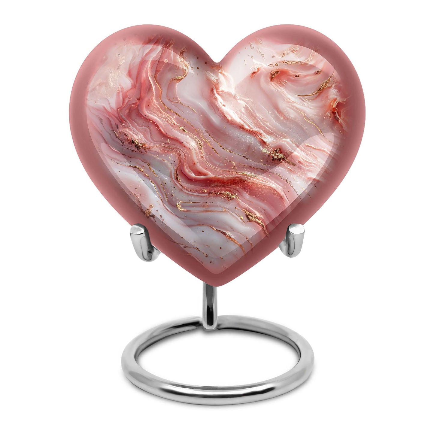 heart urn with colourful swirls for adult ashes