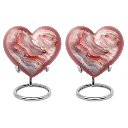heart urn with colourful swirls for adult ashes