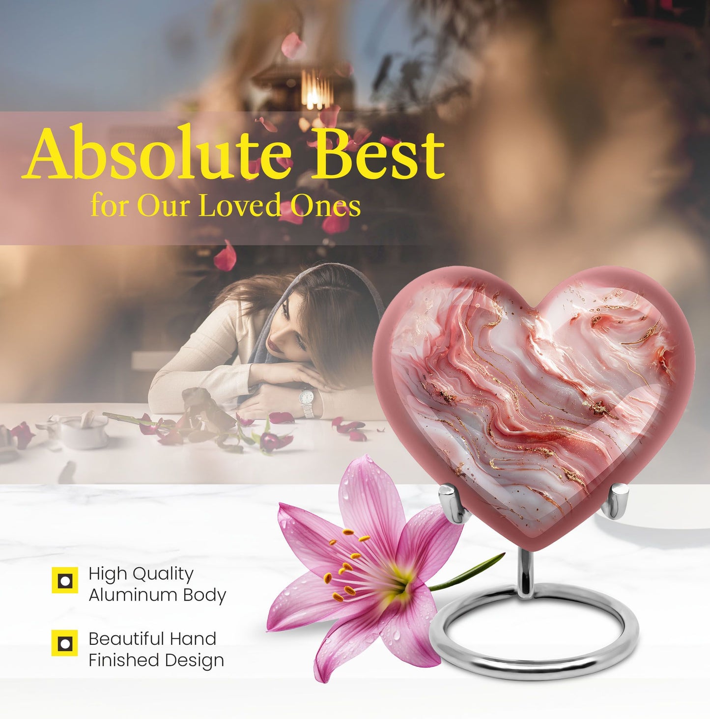 heart urn with colourful swirls for adult ashes