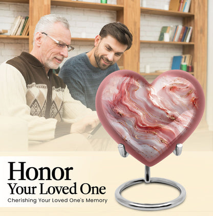 heart urn with colourful swirls for adult ashes