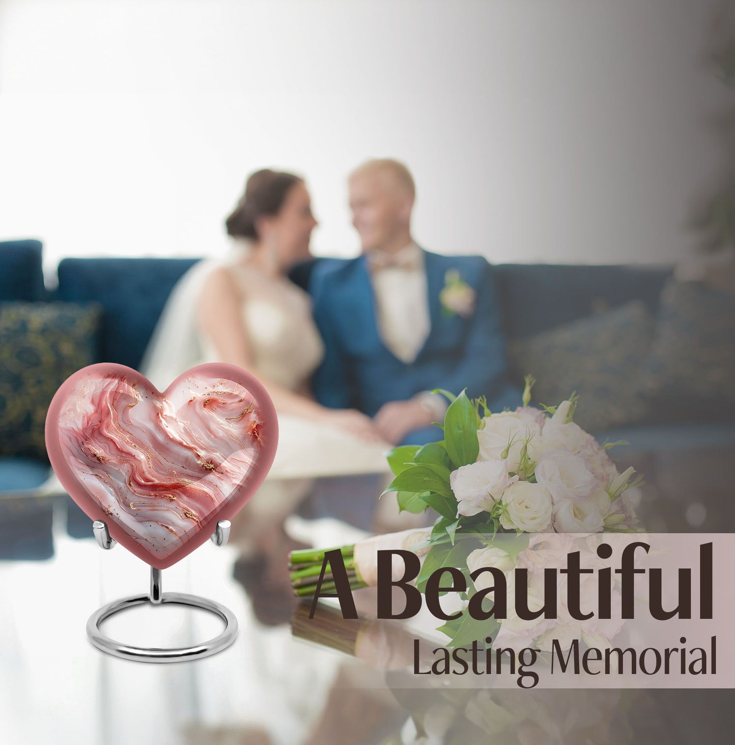 heart urn with colourful swirls for adult ashes