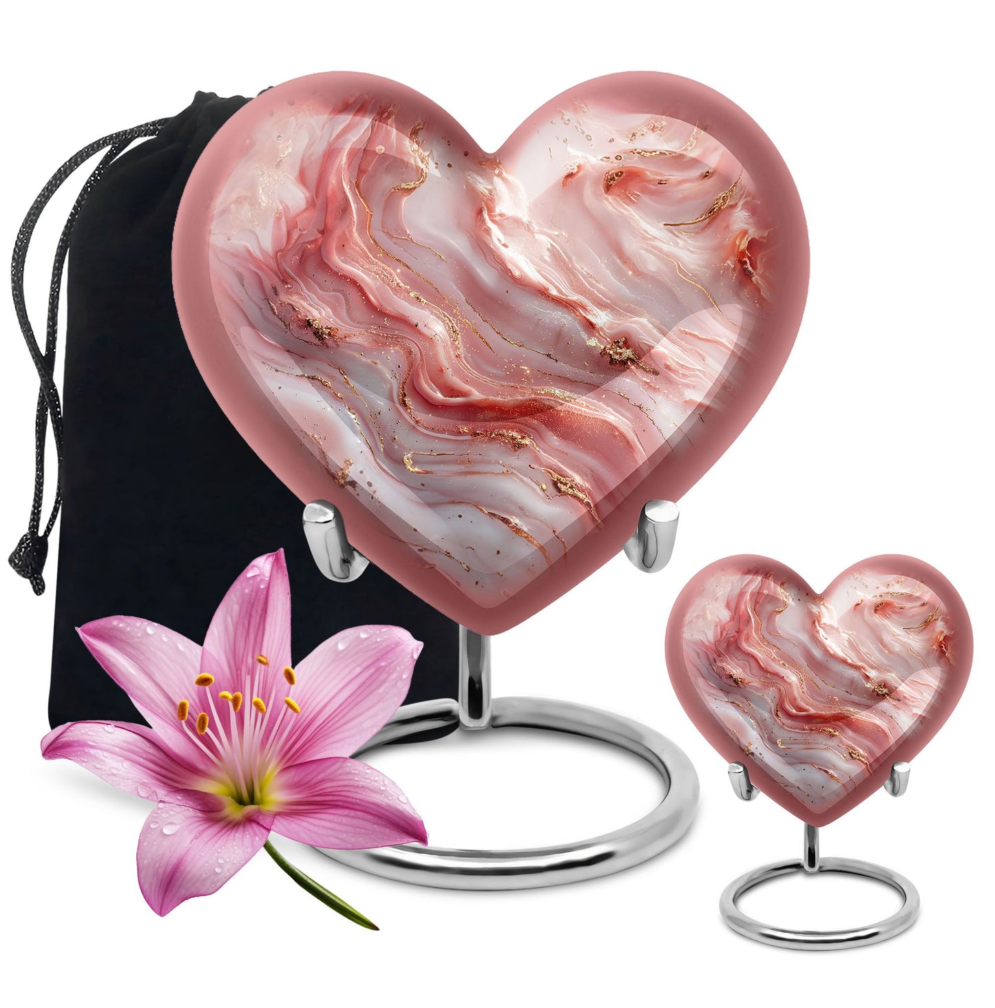 heart urn with colourful swirls for adult ashes