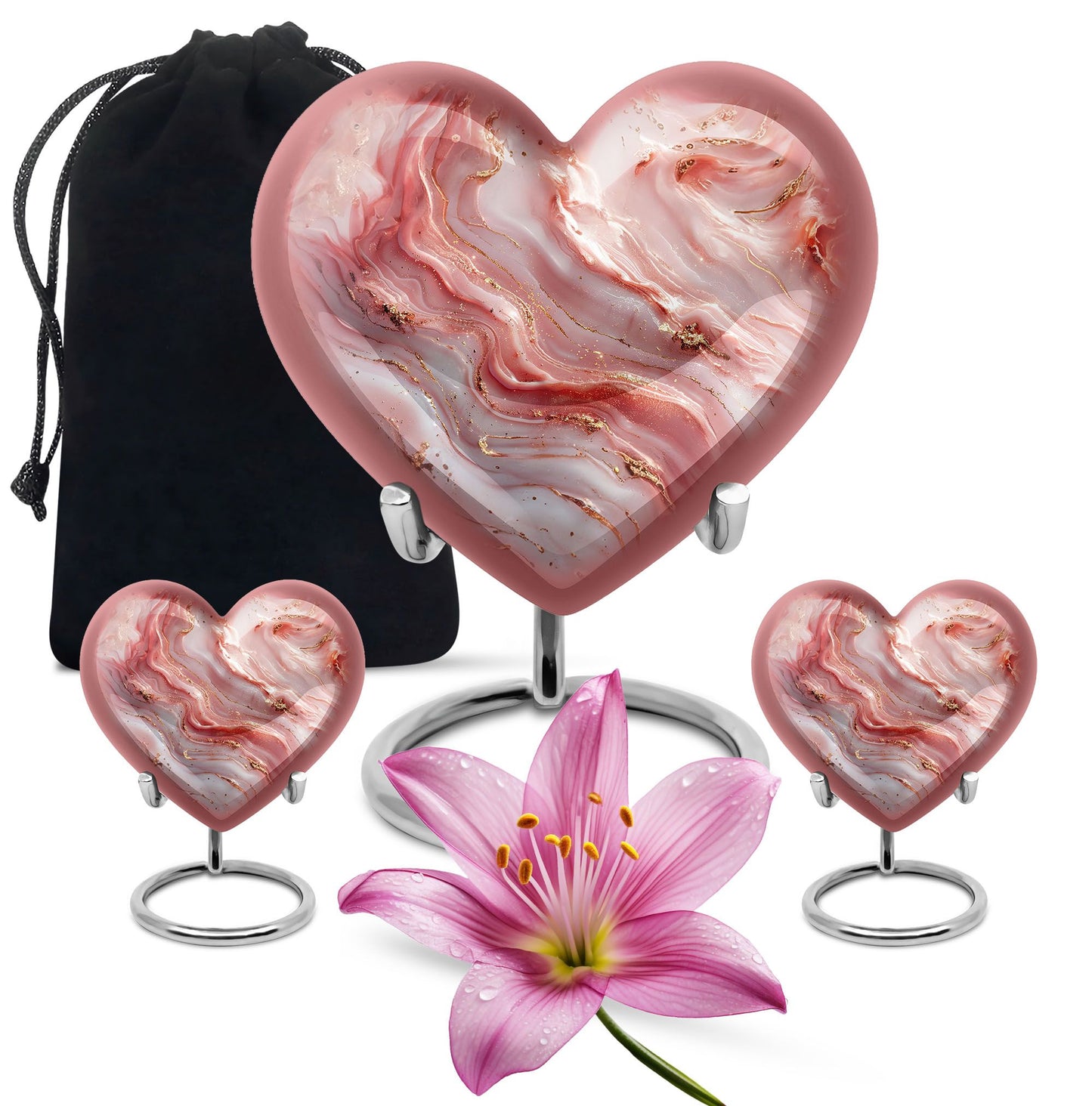 heart urn with colourful swirls for adult ashes