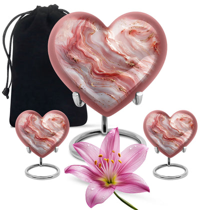 heart urn with colourful swirls for adult ashes
