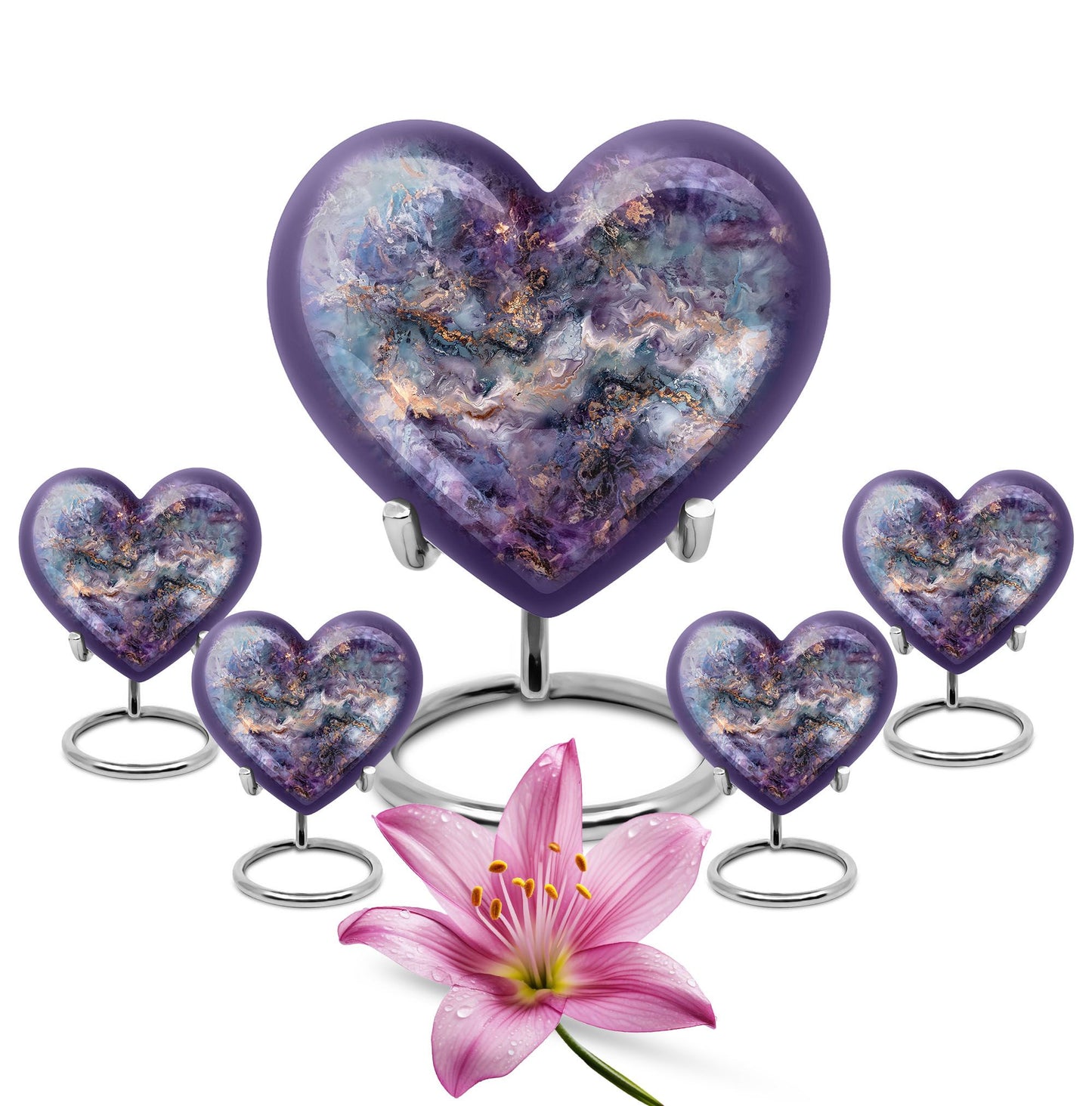 Abstract design heart-shaped colourful swirl urn