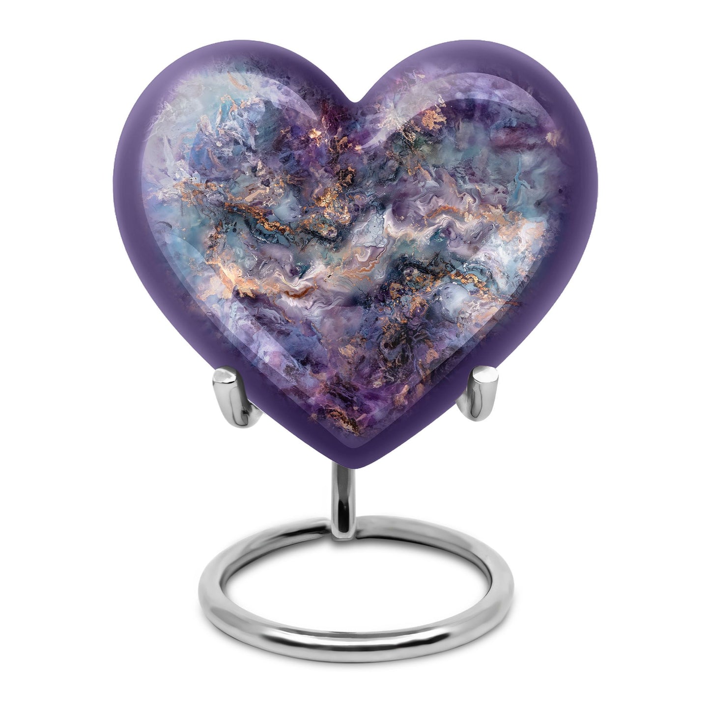 Abstract design heart-shaped colourful swirl urn
