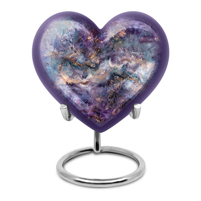 Abstract design heart-shaped colourful swirl urn