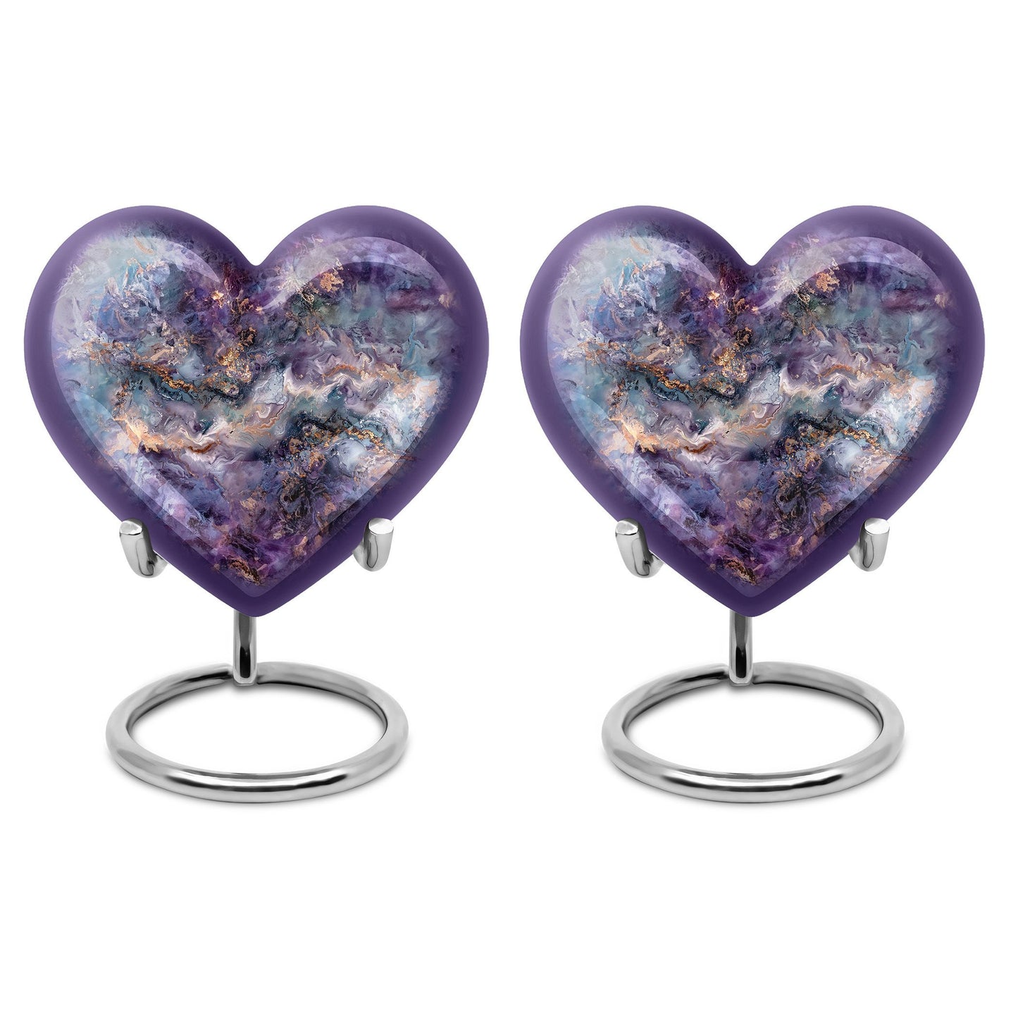 Abstract design heart-shaped colourful swirl urn
