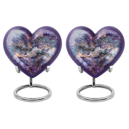 Abstract design heart-shaped colourful swirl urn