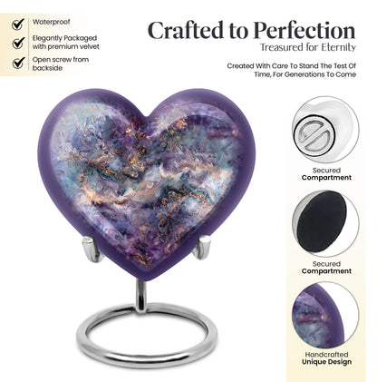 Abstract design heart-shaped colourful swirl urn