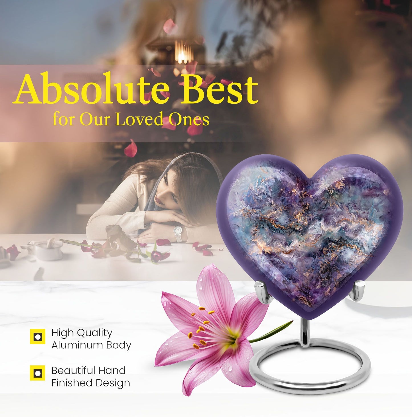 Abstract design heart-shaped colourful swirl urn