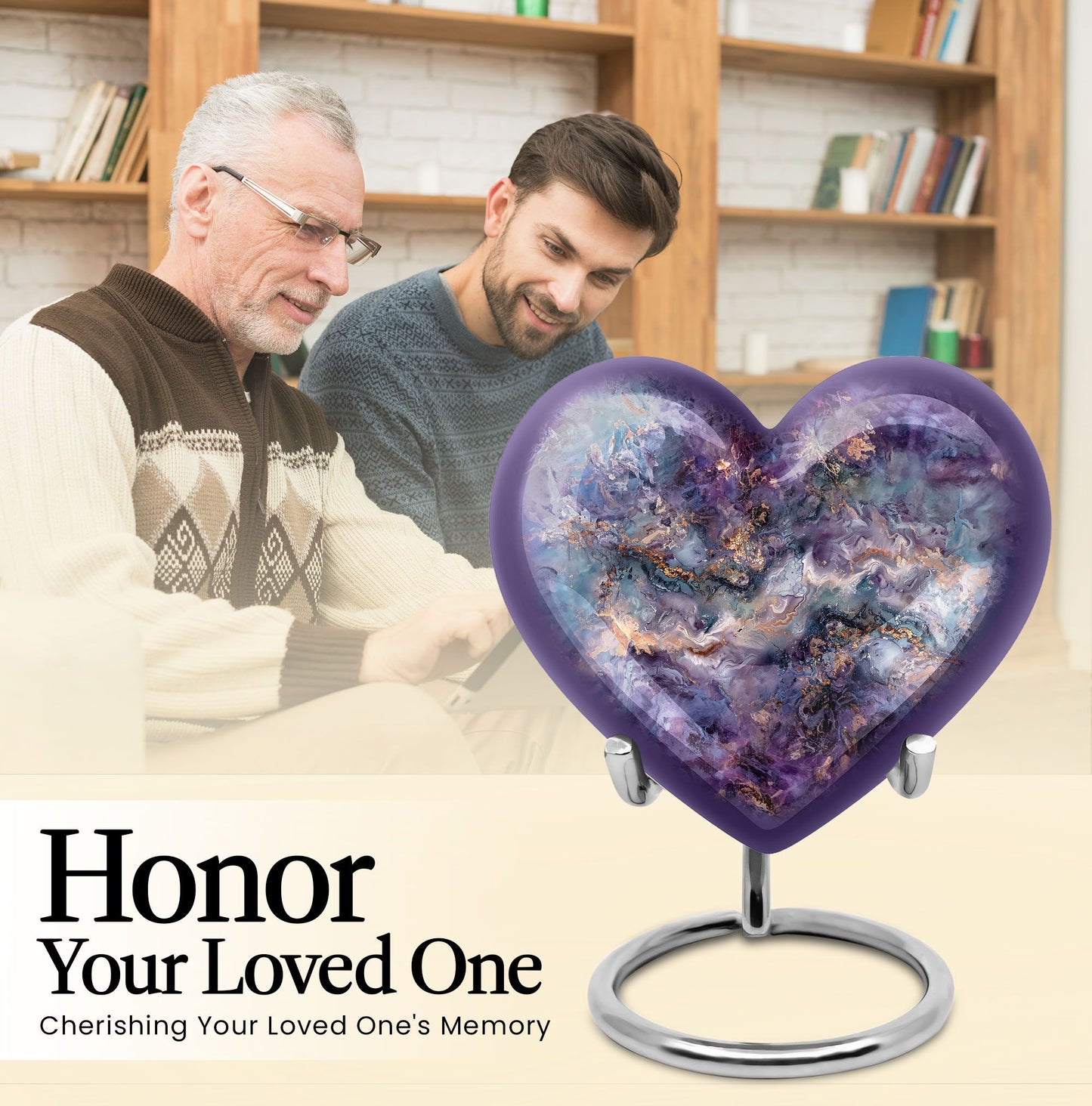 Abstract design heart-shaped colourful swirl urn
