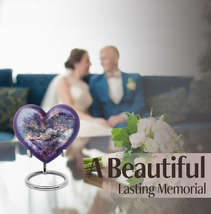 Abstract design heart-shaped colourful swirl urn