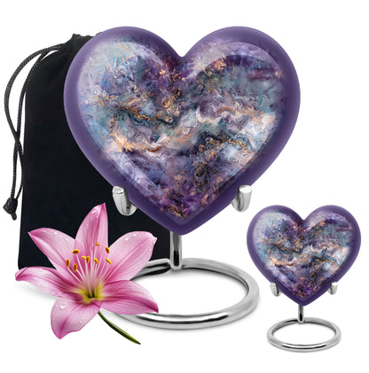 Abstract design heart-shaped colourful swirl urn