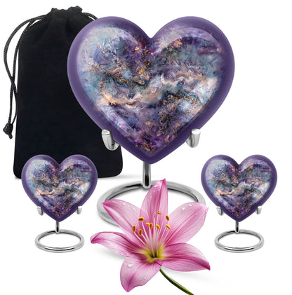 Abstract design heart-shaped colourful swirl urn