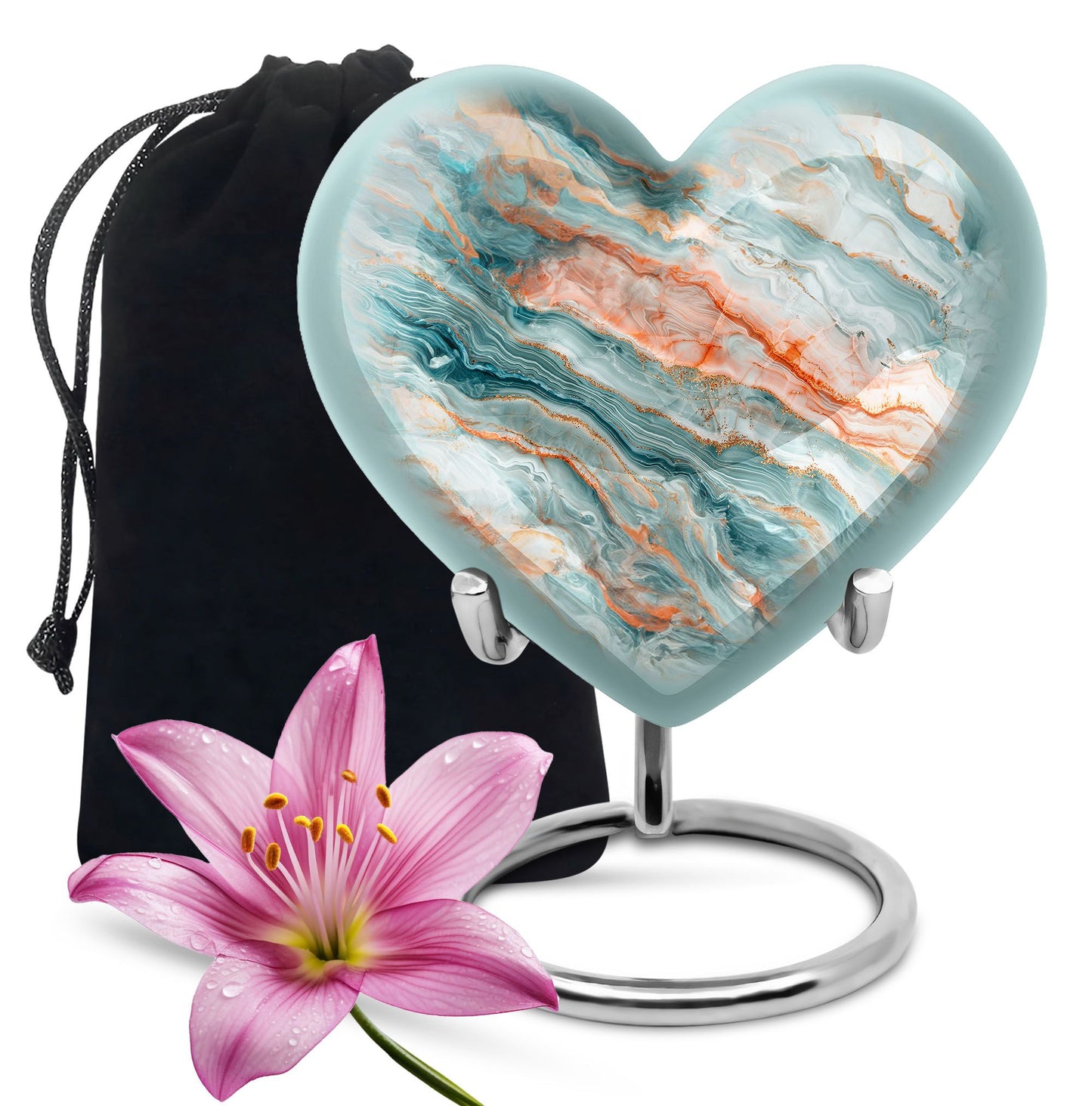 Colourful Swirl Heart Burial Urn