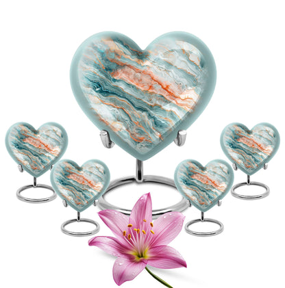 Colourful Swirl Heart Burial Urn