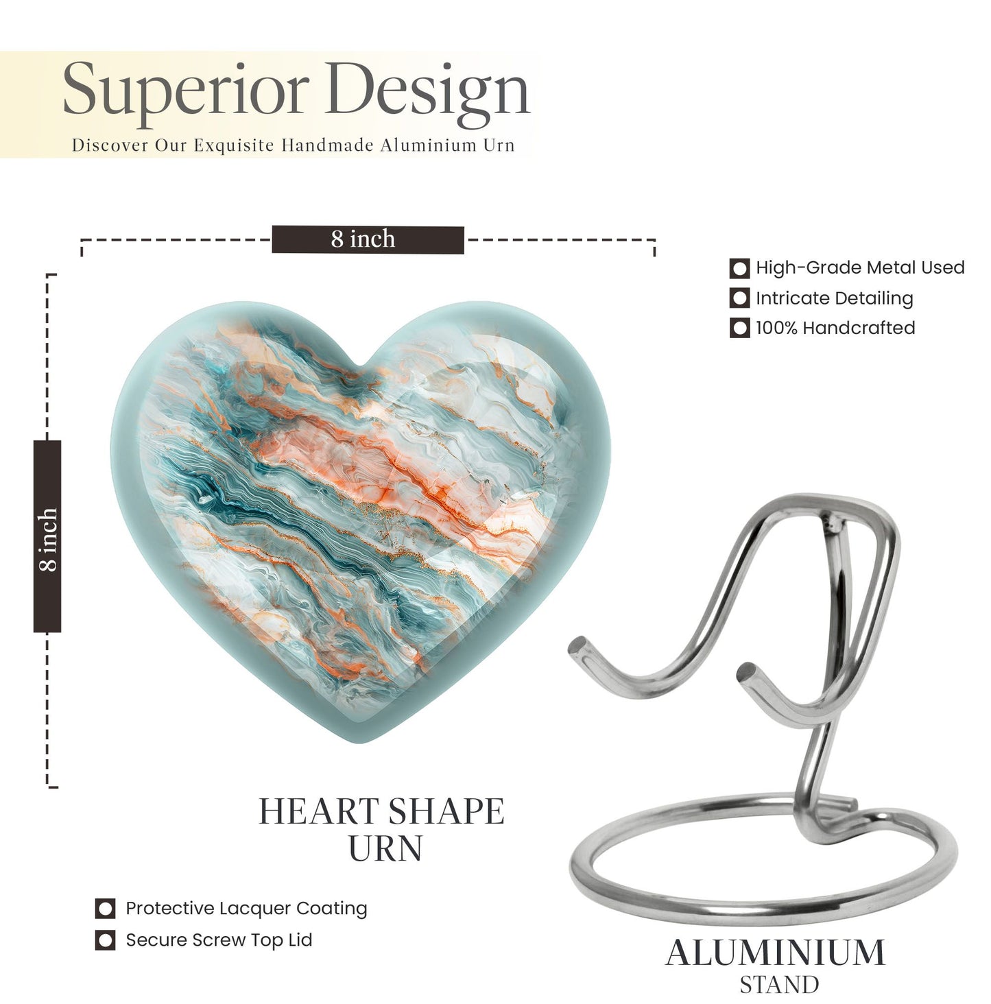 Colourful Swirl Heart Burial Urn