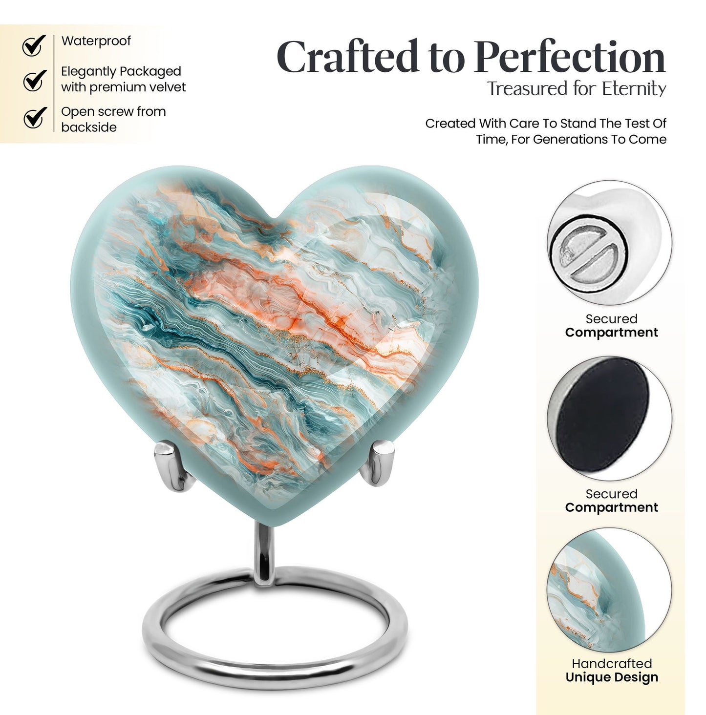 Colourful Swirl Heart Burial Urn