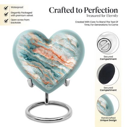 Colourful Swirl Heart Burial Urn