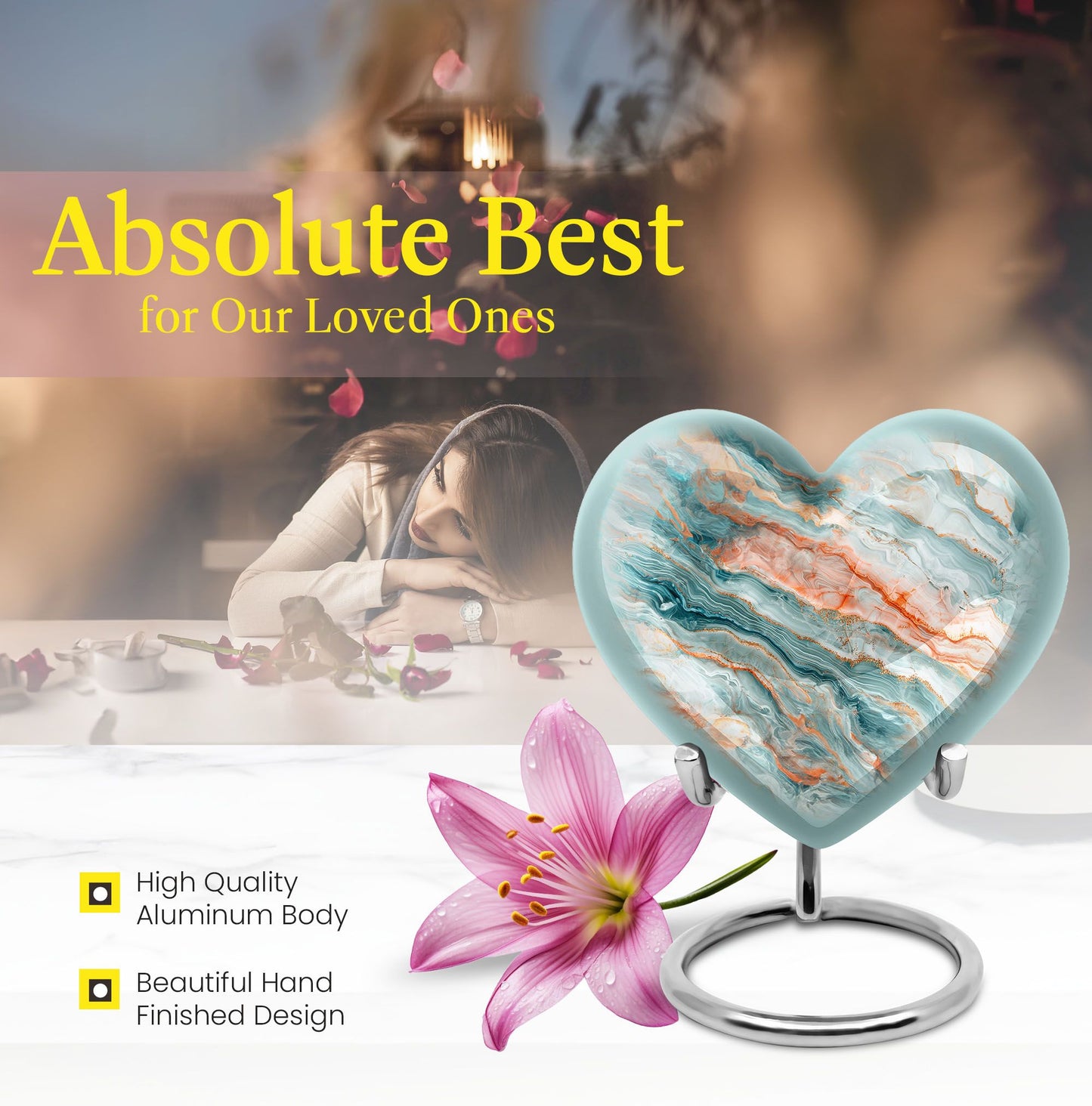 Colourful Swirl Heart Burial Urn