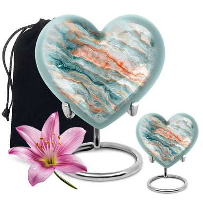 Colourful Swirl Heart Burial Urn