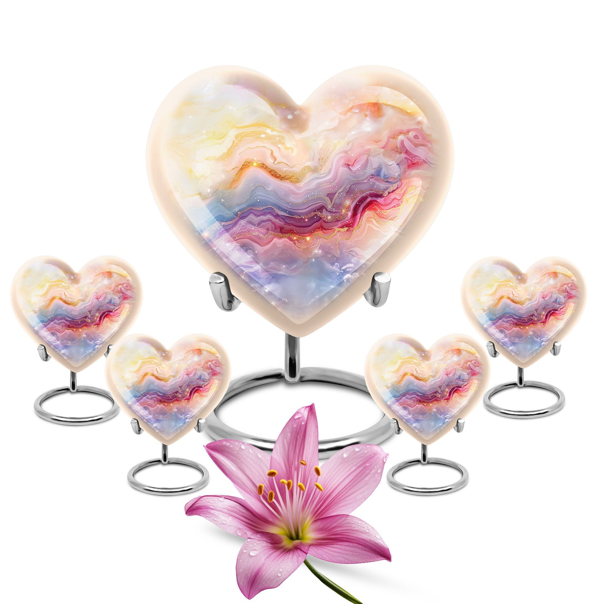 Colourful Swirl Heart Urn