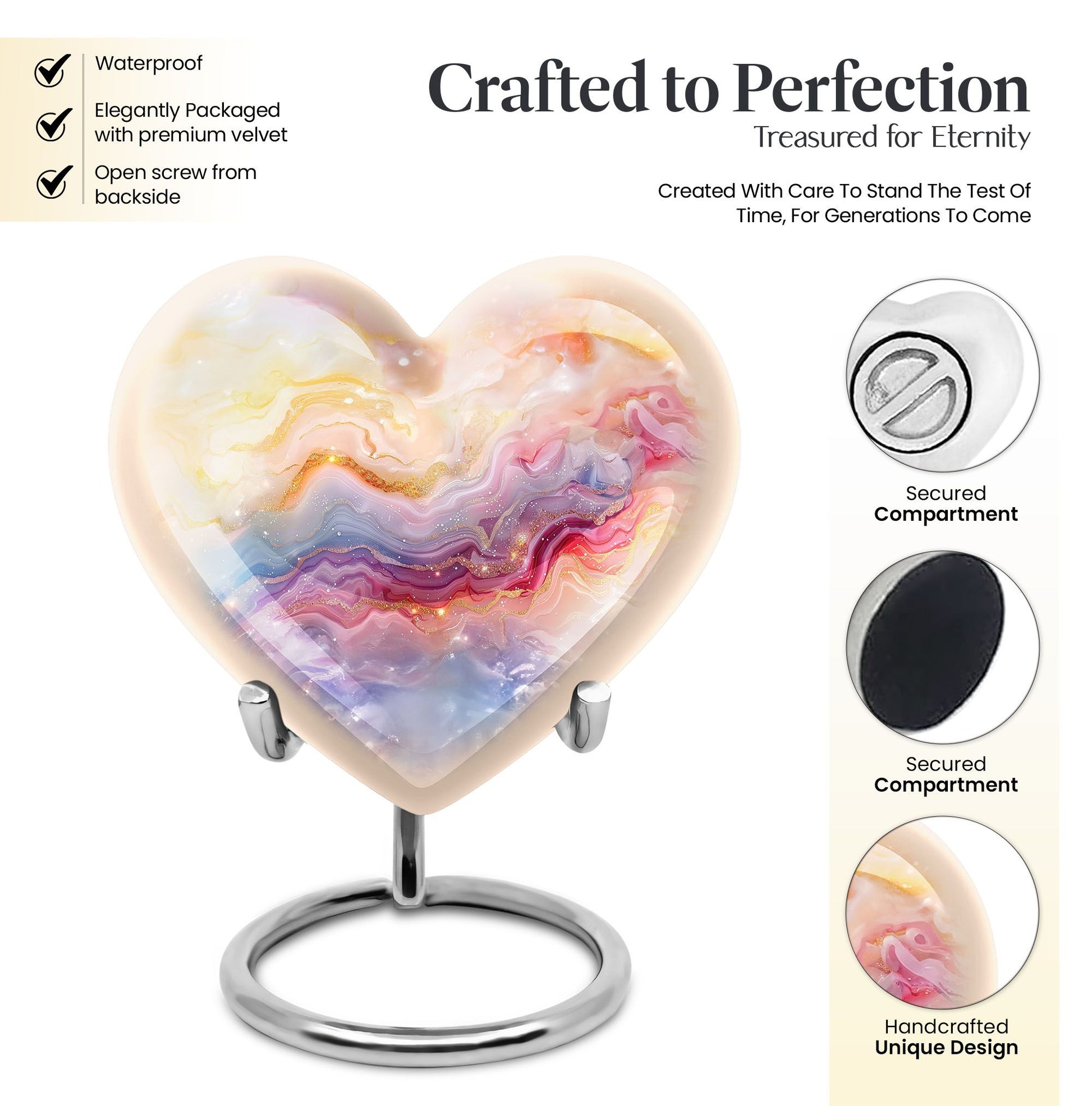 Colourful Swirl Heart Urn
