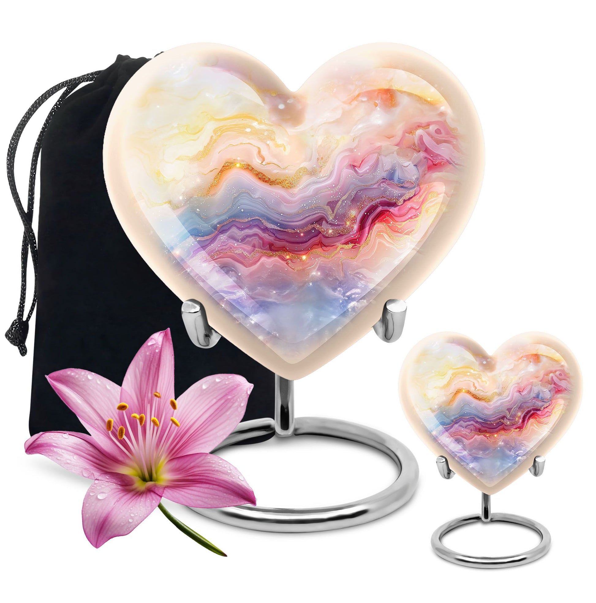 Colourful Swirl Heart Urn