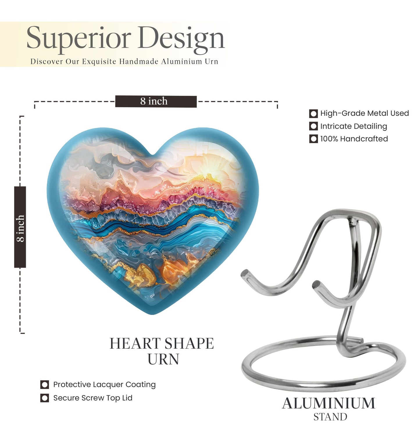 Abstract Heart Urn, memorial urn for men