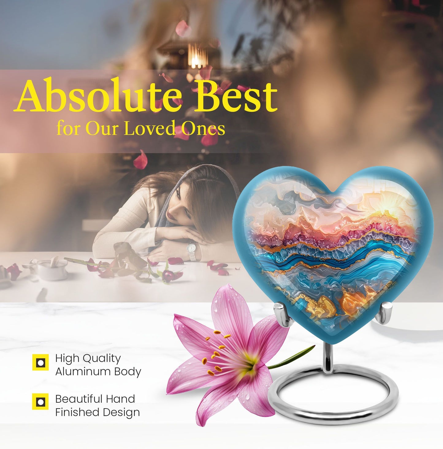 Abstract Heart Urn, memorial urn for men