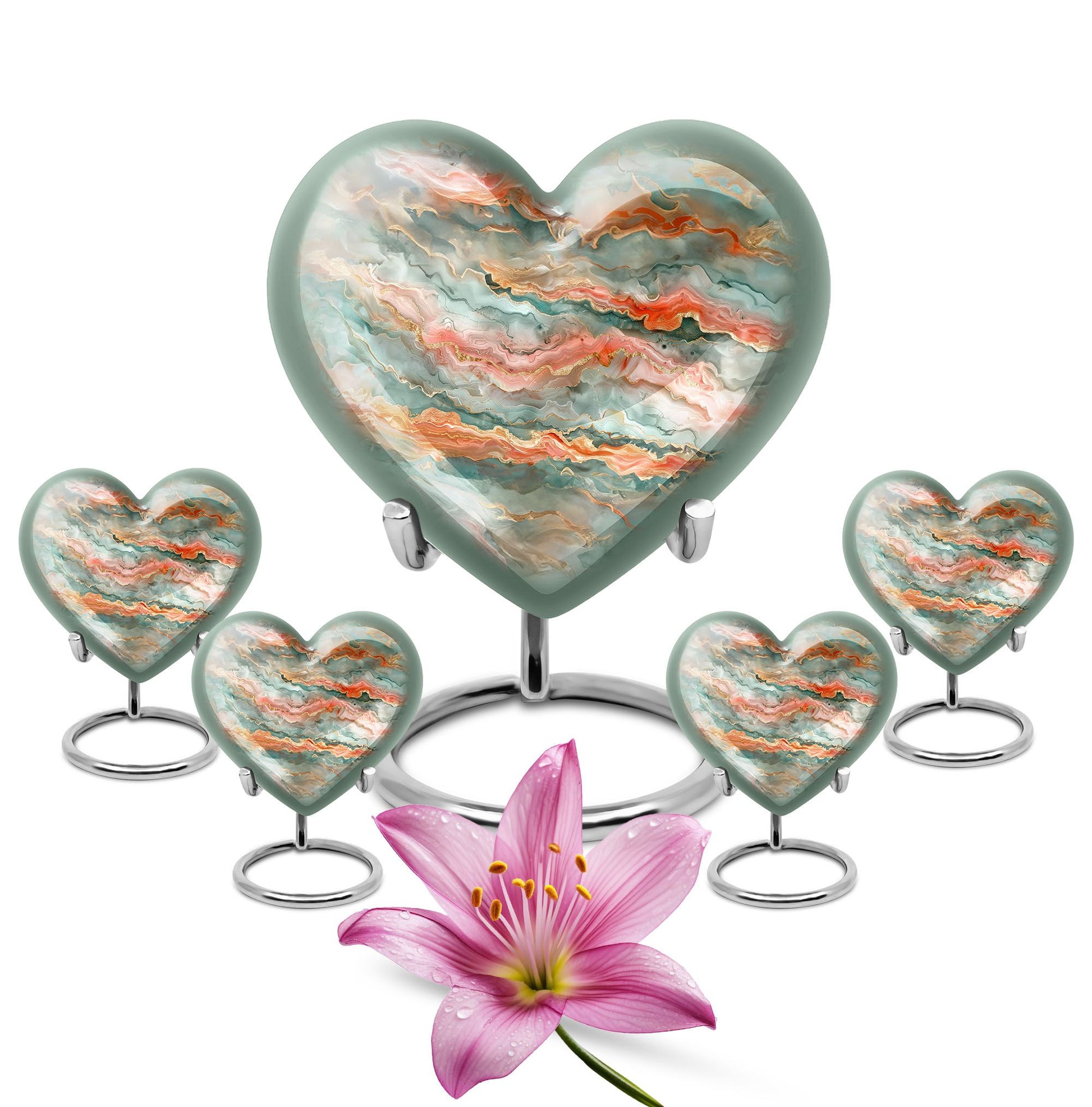 Abstract heart-shaped funeral urn for men ashes