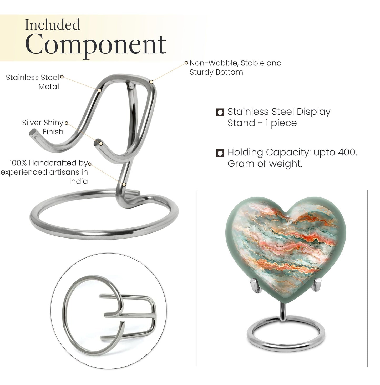 Abstract heart-shaped funeral urn for men ashes