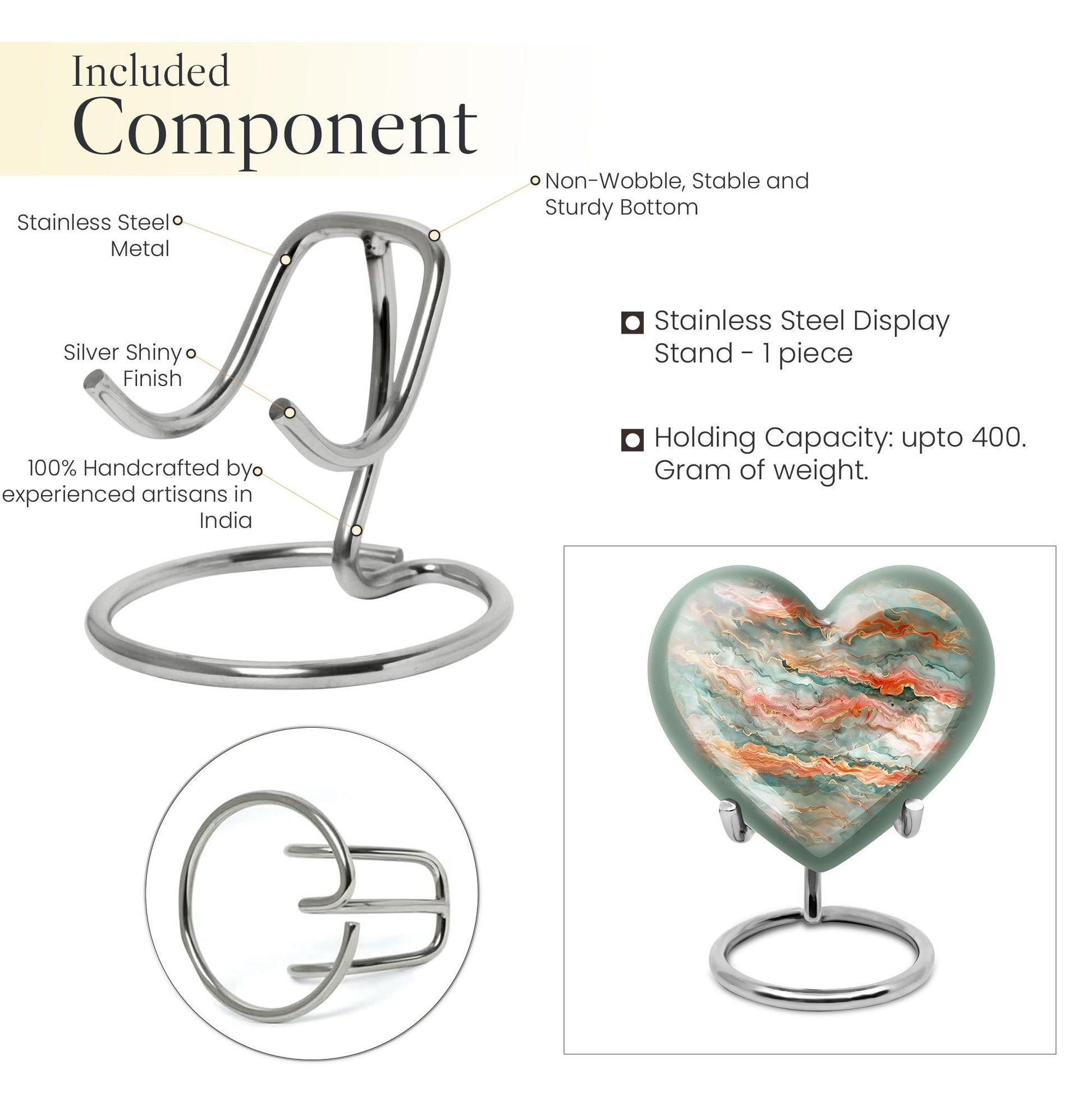 Abstract heart-shaped funeral urn for men ashes