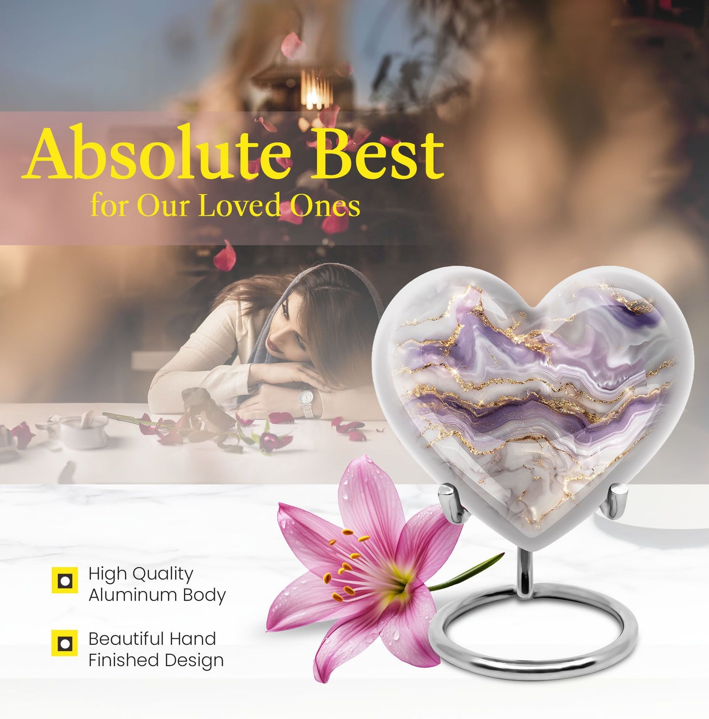 abstract heart-shaped funeral urn