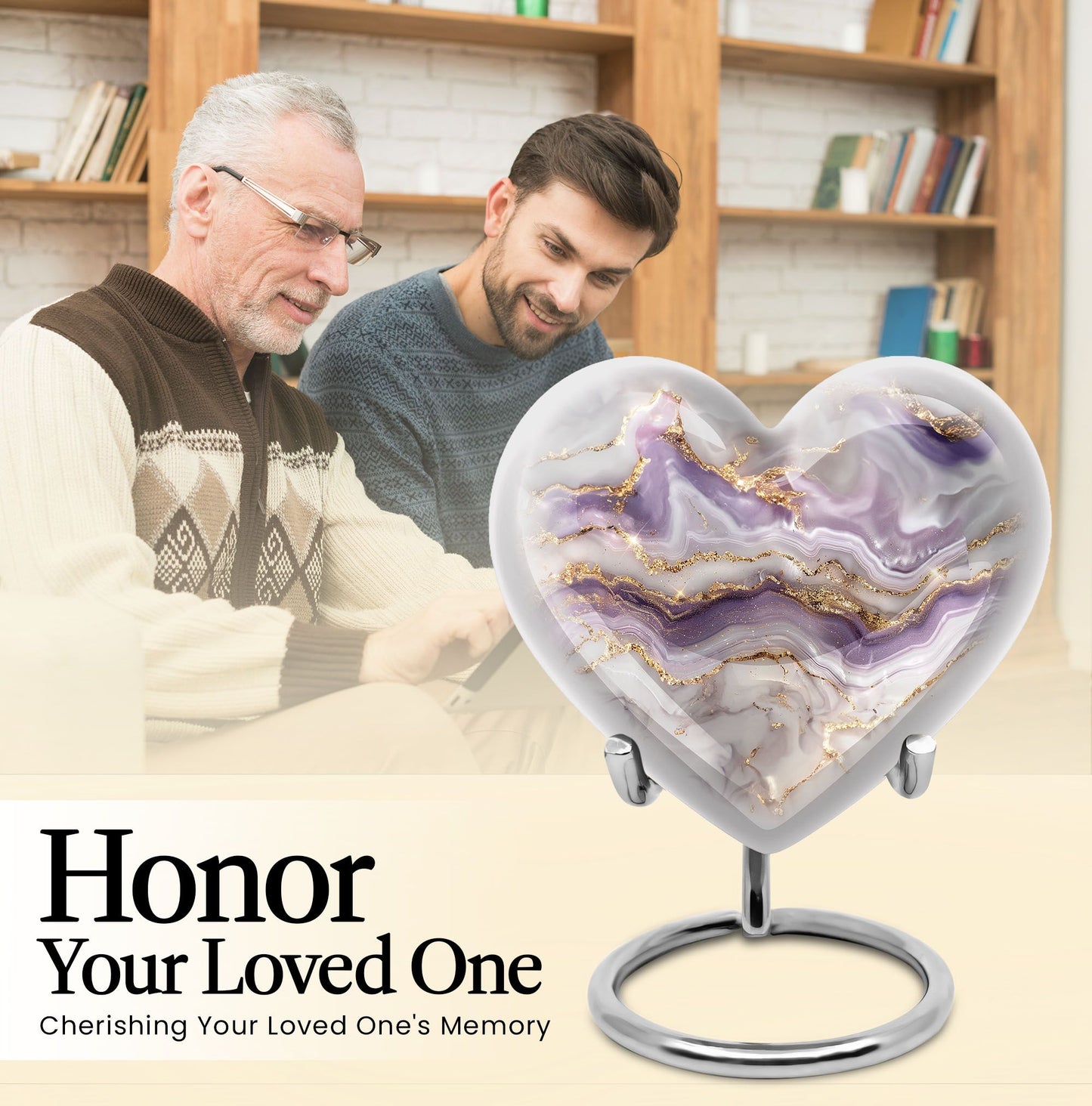 abstract heart-shaped funeral urn