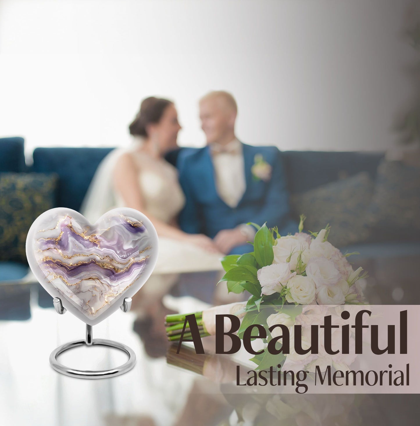 abstract heart-shaped funeral urn