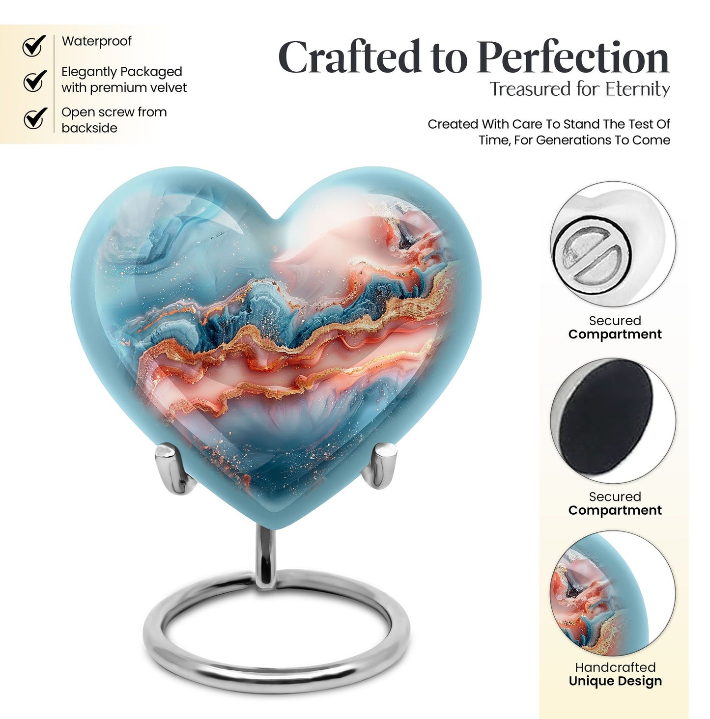 Large 10-inch Abstract Heart Urn for women ashes