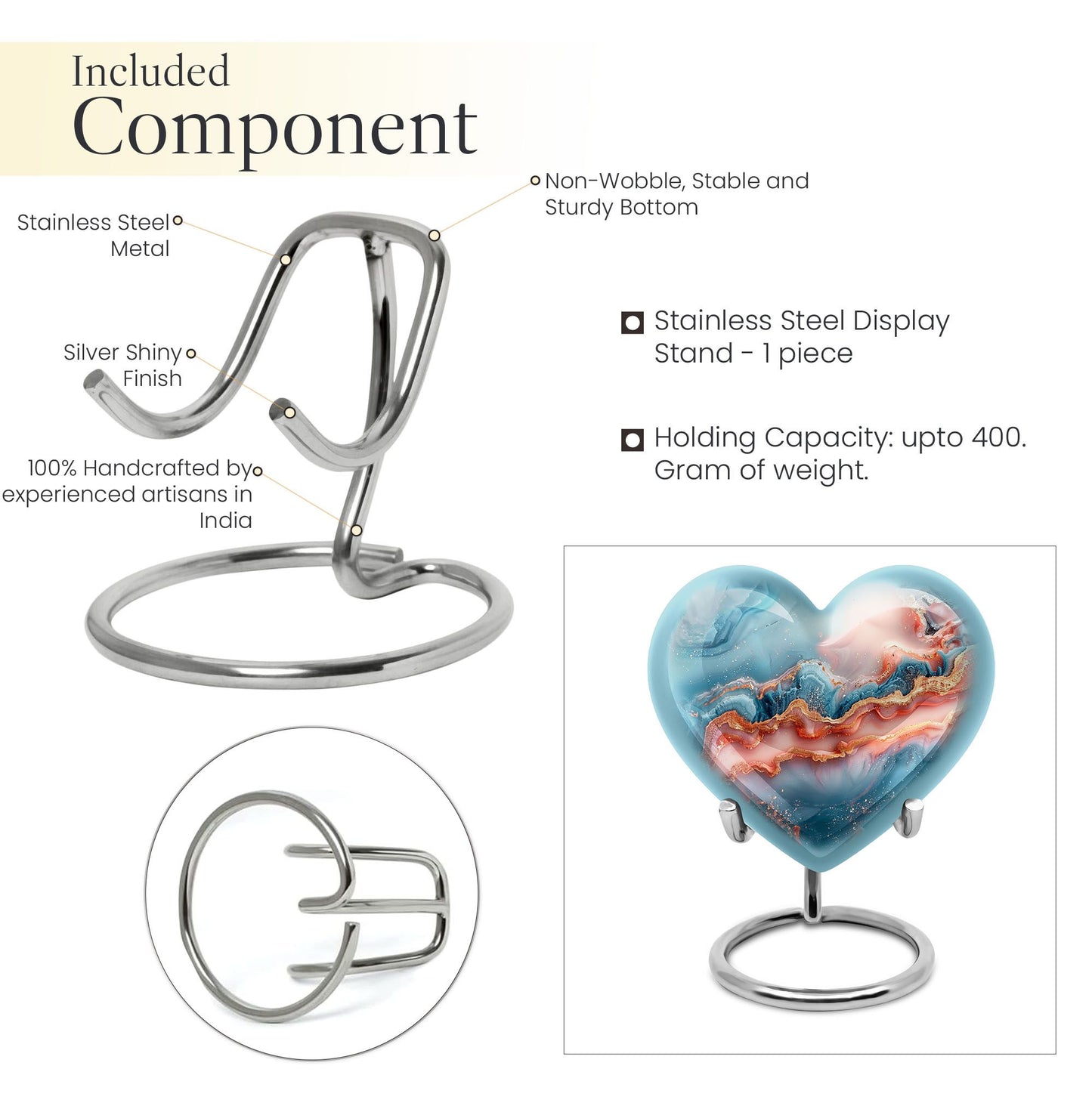 Large 10-inch Abstract Heart Urn for women ashes