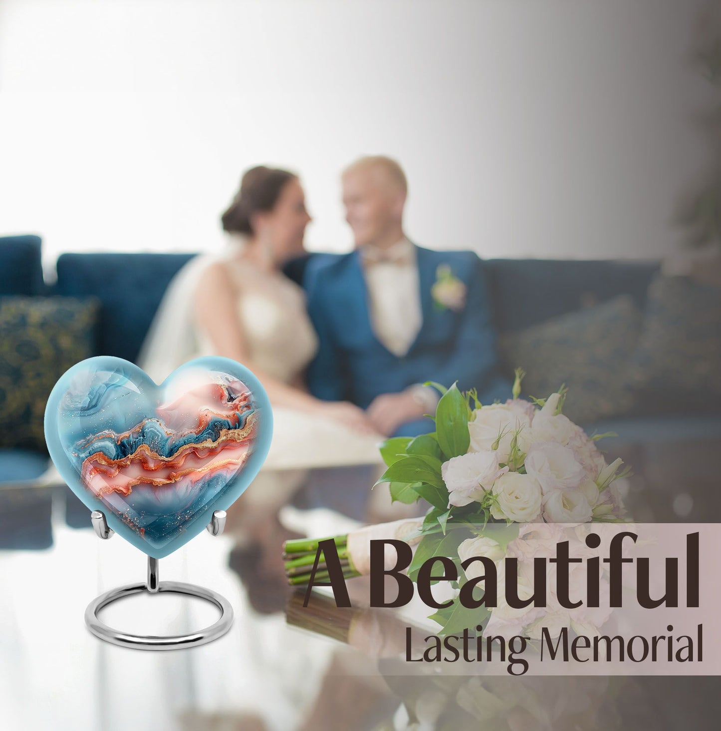 Large 10-inch Abstract Heart Urn for women ashes