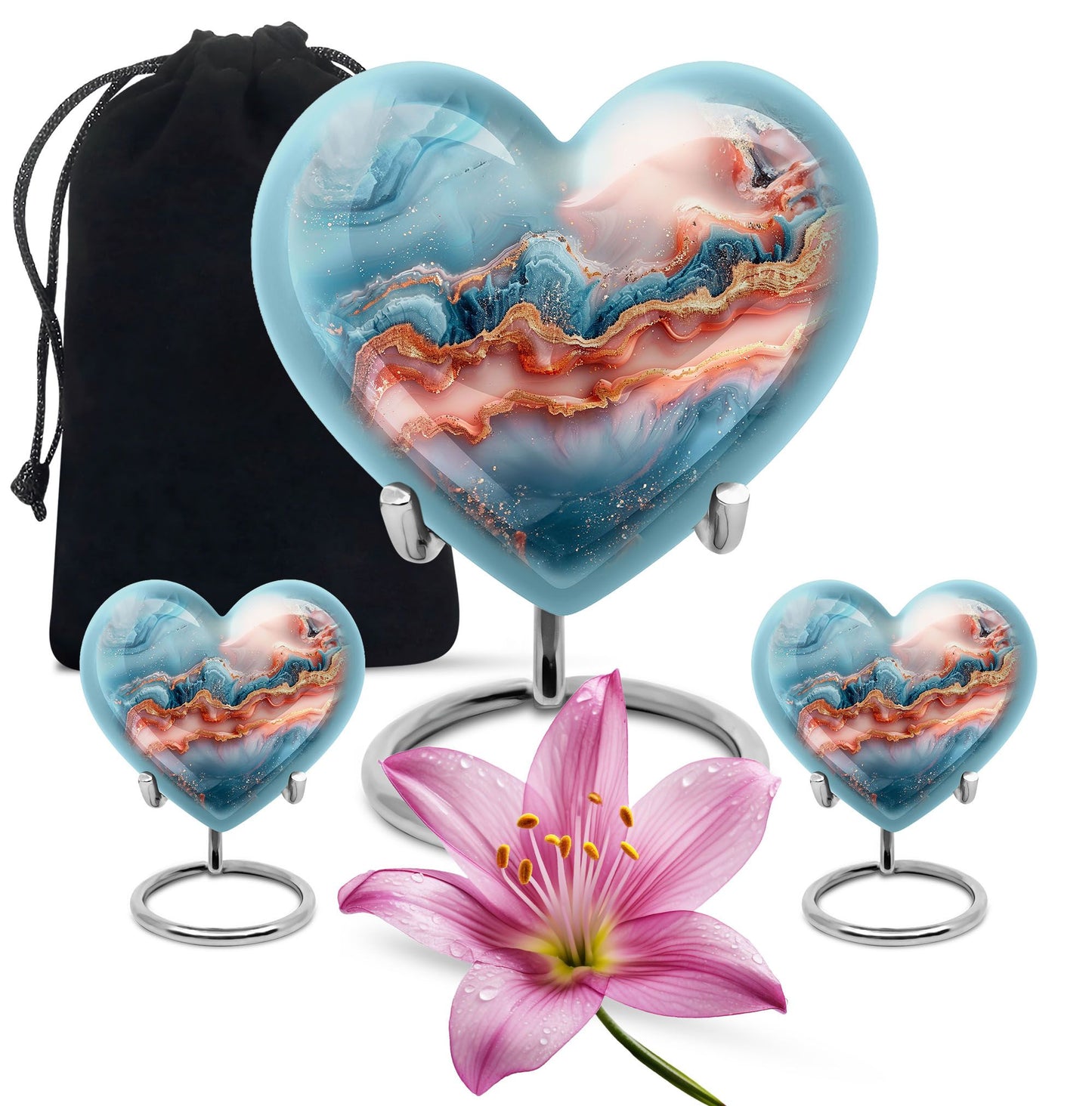 Large 10-inch Abstract Heart Urn for women ashes