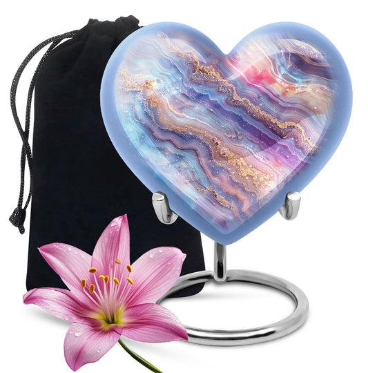 Abstract 10-inch heart-shaped memorial urn for male adults