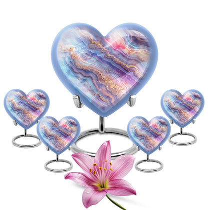 Abstract 10-inch heart-shaped memorial urn for male adults
