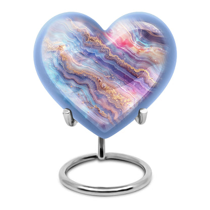 Abstract 10-inch heart-shaped memorial urn for male adults