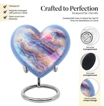 Abstract 10-inch heart-shaped memorial urn for male adults