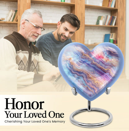Abstract 10-inch heart-shaped memorial urn for male adults