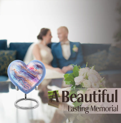 Abstract 10-inch heart-shaped memorial urn for male adults