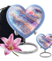 Abstract 10-inch heart-shaped memorial urn for male adults